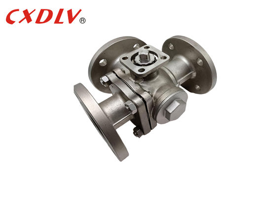 Valvola a sfera flangiata a 3 vie a T con piastra di montaggio ISO5211, stelo nudo