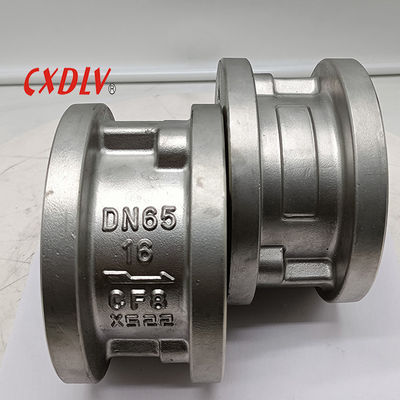 Valvola di controllo a doppio disco in acciaio inossidabile 304 Wafer, fine flange PN16, adatta a tutte le flange fino a PN16