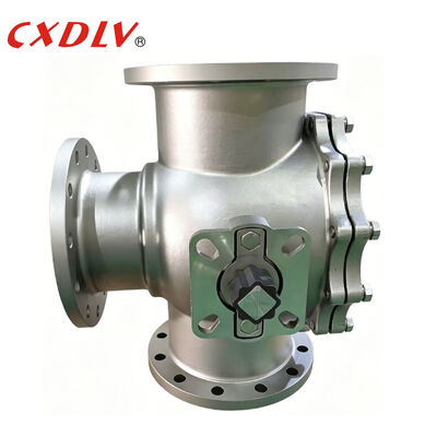 Valvola a sfera a 4 vie a fianco PN16 RF corpo in acciaio inossidabile PTFE Sedile con pad di montaggio ISO5211